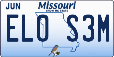 MO license plate EL0S3M