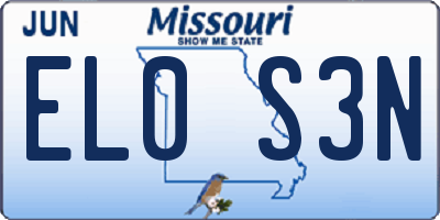 MO license plate EL0S3N