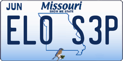 MO license plate EL0S3P
