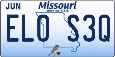 MO license plate EL0S3Q
