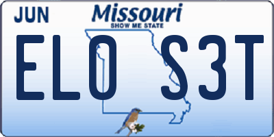 MO license plate EL0S3T