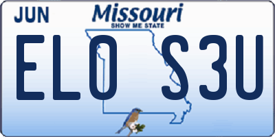MO license plate EL0S3U