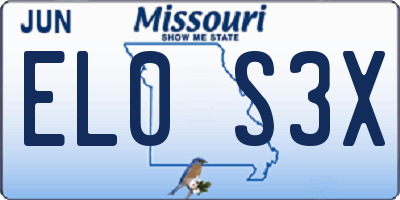 MO license plate EL0S3X