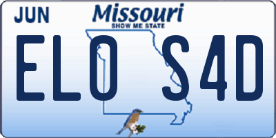 MO license plate EL0S4D