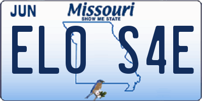 MO license plate EL0S4E