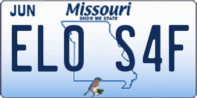 MO license plate EL0S4F