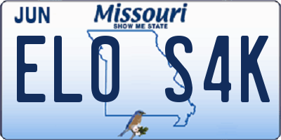MO license plate EL0S4K