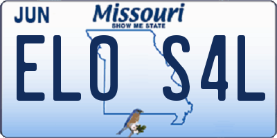 MO license plate EL0S4L