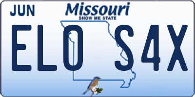 MO license plate EL0S4X