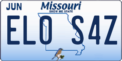 MO license plate EL0S4Z