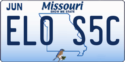 MO license plate EL0S5C
