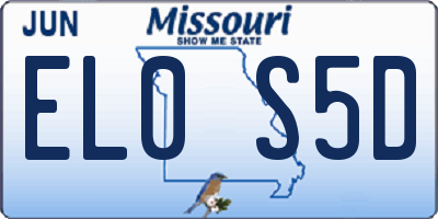 MO license plate EL0S5D