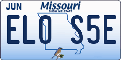 MO license plate EL0S5E