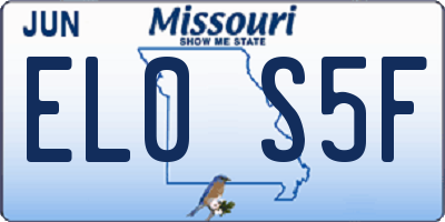 MO license plate EL0S5F