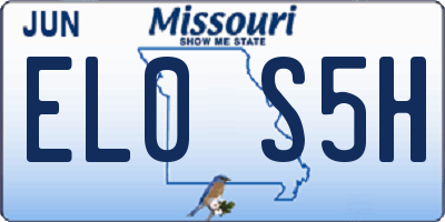 MO license plate EL0S5H