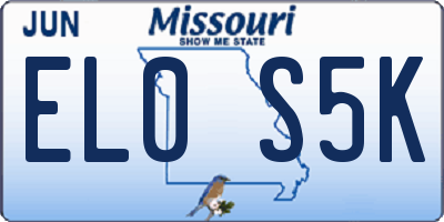 MO license plate EL0S5K