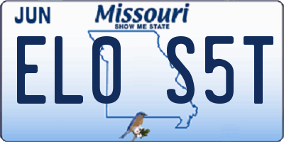 MO license plate EL0S5T