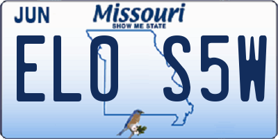 MO license plate EL0S5W