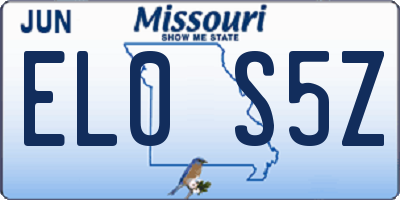 MO license plate EL0S5Z