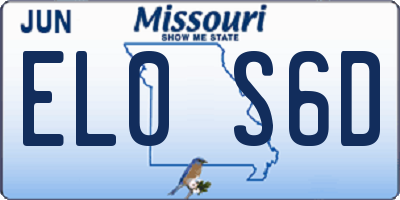 MO license plate EL0S6D