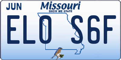 MO license plate EL0S6F