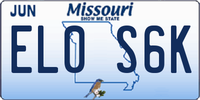 MO license plate EL0S6K