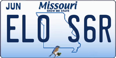 MO license plate EL0S6R