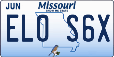 MO license plate EL0S6X