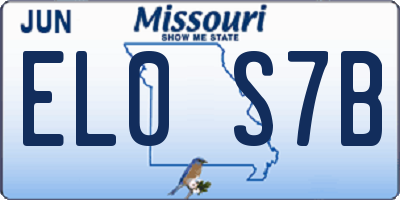 MO license plate EL0S7B