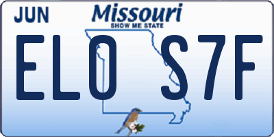 MO license plate EL0S7F