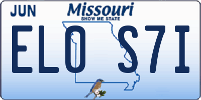 MO license plate EL0S7I