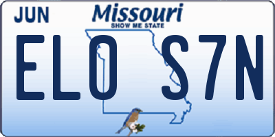 MO license plate EL0S7N