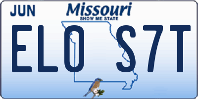 MO license plate EL0S7T