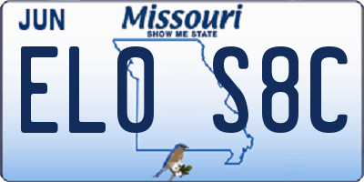 MO license plate EL0S8C