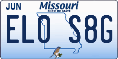 MO license plate EL0S8G