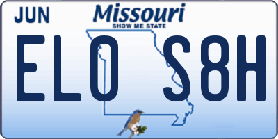 MO license plate EL0S8H
