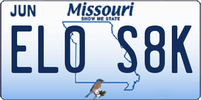 MO license plate EL0S8K