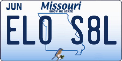 MO license plate EL0S8L