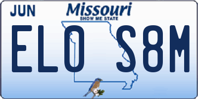 MO license plate EL0S8M