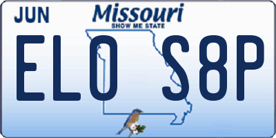 MO license plate EL0S8P