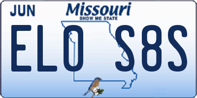 MO license plate EL0S8S