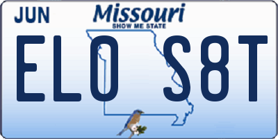 MO license plate EL0S8T