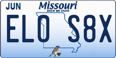 MO license plate EL0S8X