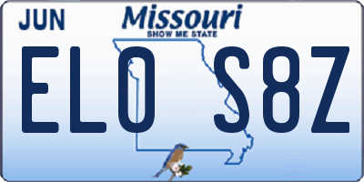 MO license plate EL0S8Z