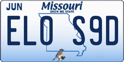 MO license plate EL0S9D
