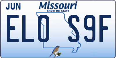 MO license plate EL0S9F