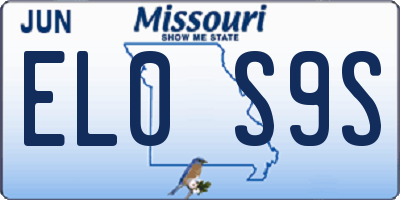 MO license plate EL0S9S