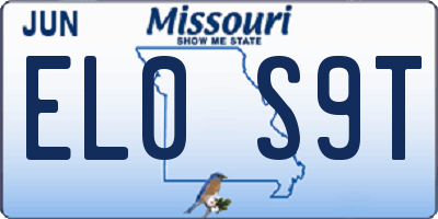 MO license plate EL0S9T