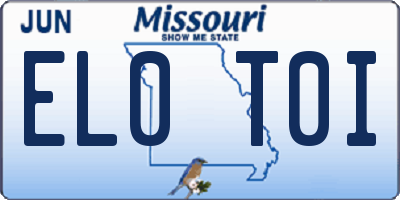 MO license plate EL0T0I