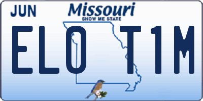 MO license plate EL0T1M